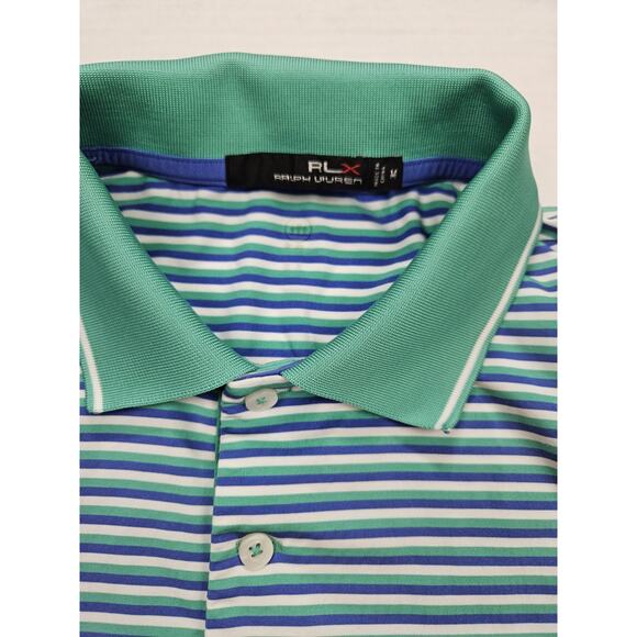 Ralph Lauren RLX Polo Shirt Men's Size Medium Multicolor Striped Short Sleeve - Picture 6 of 8